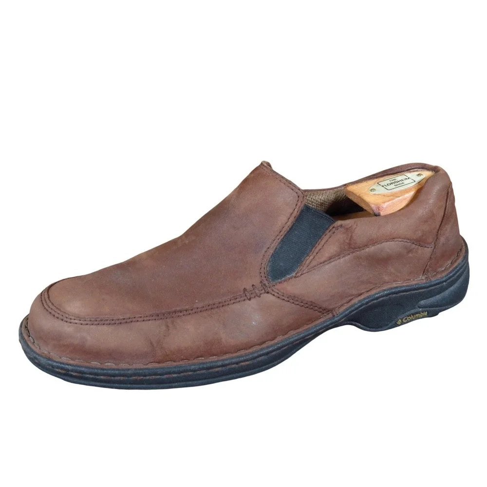 Columbia Big Pines Mens Slip On Loafers Size 9.5 Outdoor Walking Brown Leather